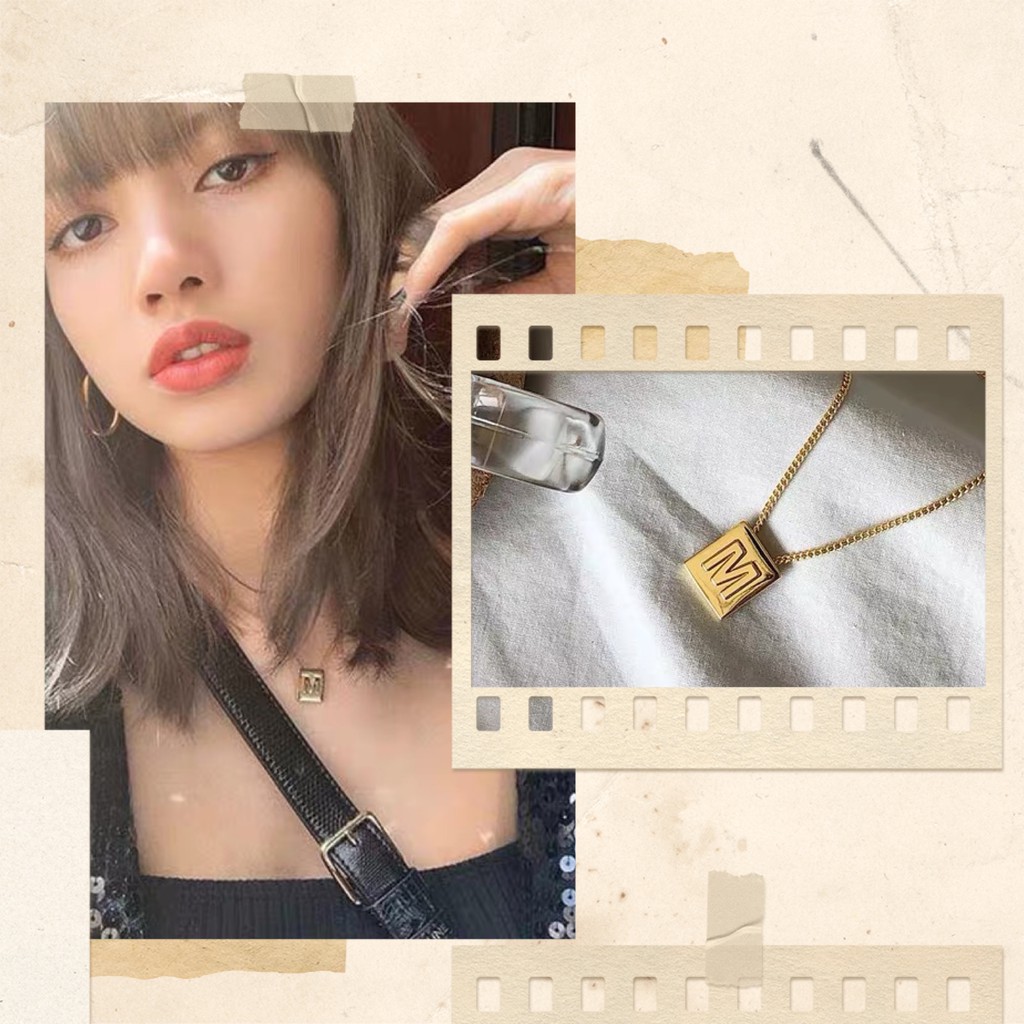seadada สร้อยคอตัวอักษร ลิซ่า งานชุบทองคำขาว 26 letter Lisa necklace  14k  เครื่องประดับ