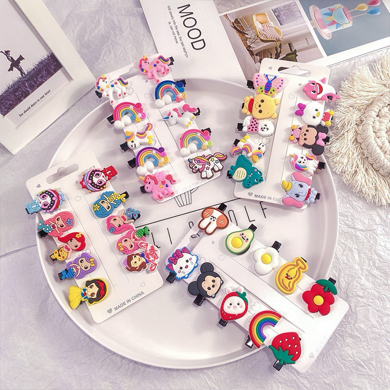 (ก010)กิ๊บติดผม กิ๊บปักผม 10 ชิ้น/1แผง[ผลไม้ ไอศกรีม การ์ตูน คริสต์มาส]