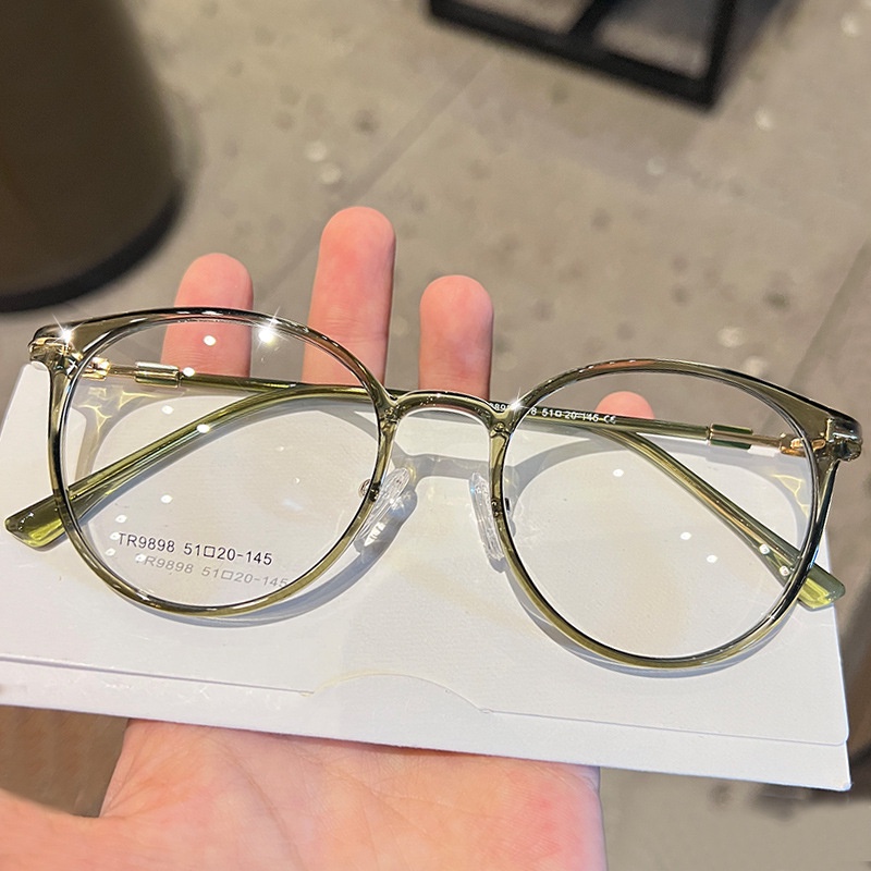 กรอบแว่นตา แว่นสายตาสั้น (-100 ถึง -400) กรอบแว่นตาทรงกลม TR90 ป้องกันแสงสีฟ้าแฟชั่น