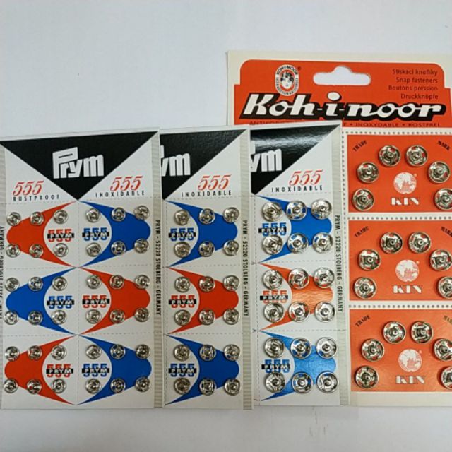 กระดุมแป๊ก แบ่งขาย6คู่ สีเงิน สีดำ ขนาด 7-11 มม.