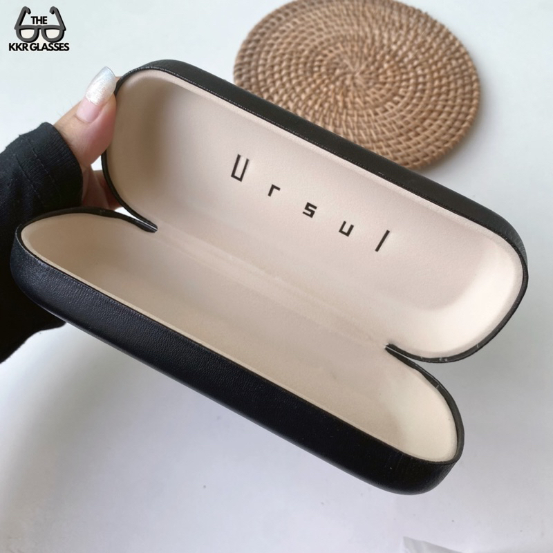 กล่องแว่นตา Ursul กล่องหนังดำ สำหรับเก็บแว่นตา ป้องกันฝุ่นละออง (มีปลายทาง)