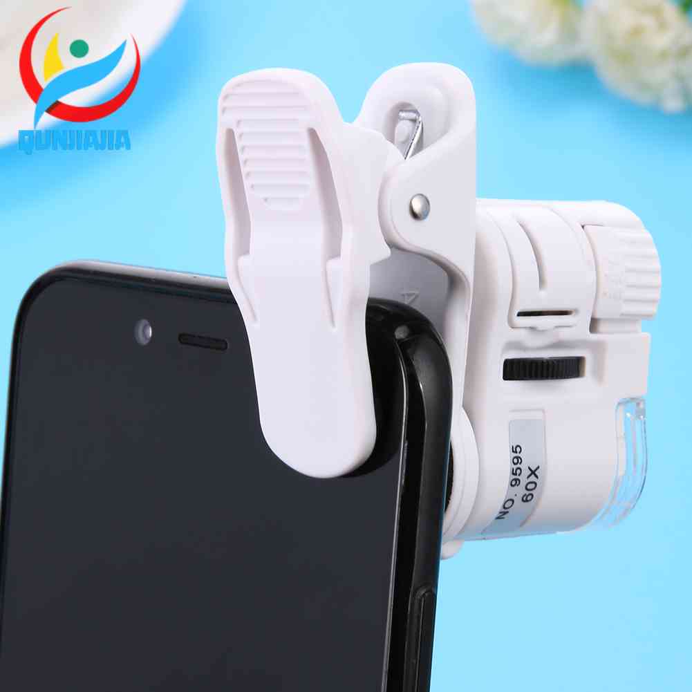 กล้องจุลทรรศน์ ซูมได้ 60X พร้อมไฟ LED สําหรับโทรศัพท์มือถือ