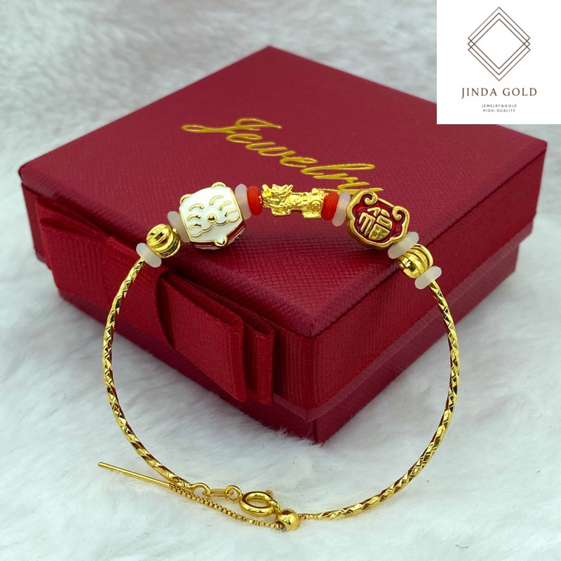 กำไลข้อมือปี่เซียะแพนโดร่า 0.1 กรัม ข้อมือฟรีไซส์ แถมกล่องทุกออเดอร์(A012)