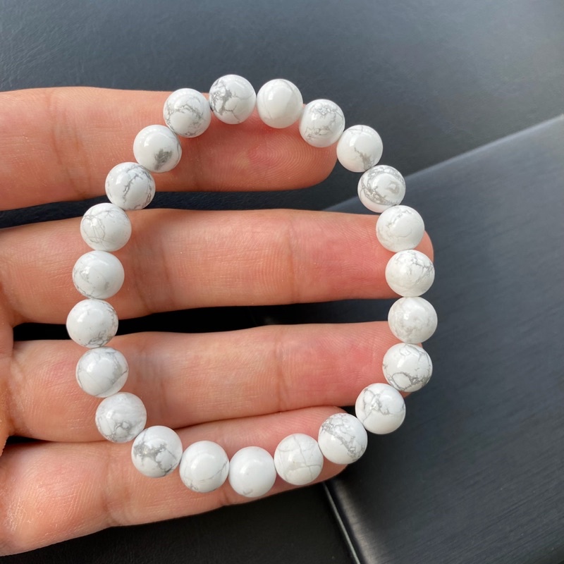 กำไลหินแท้ ฮาวไลท์ (Howlite) 8mm และ 10mm