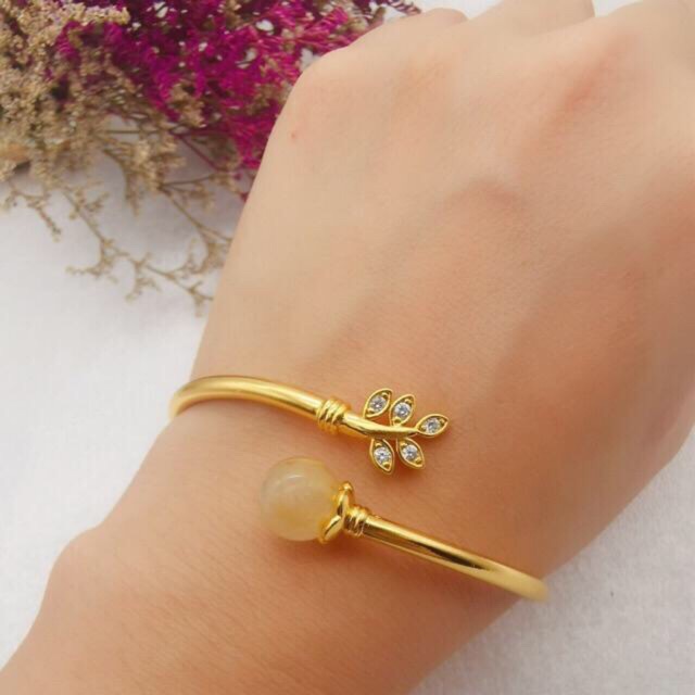 กำไลหินไหมทอง ใบมะกอก ใส่แล้วนำโชค แห่งความสำเร็จทุกประการ ️P 95