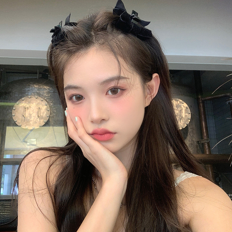 กิ๊บติดผม ประดับโบว์ ขนาดเล็ก สีดํา สไตล์เจ้าหญิง สําหรับผู้หญิง