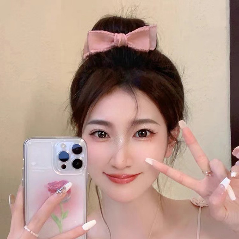 กิ๊บติดผม ประดับโบว์ด้านข้าง ขนาดเล็ก น่ารัก สีดํา สําหรับผู้หญิง