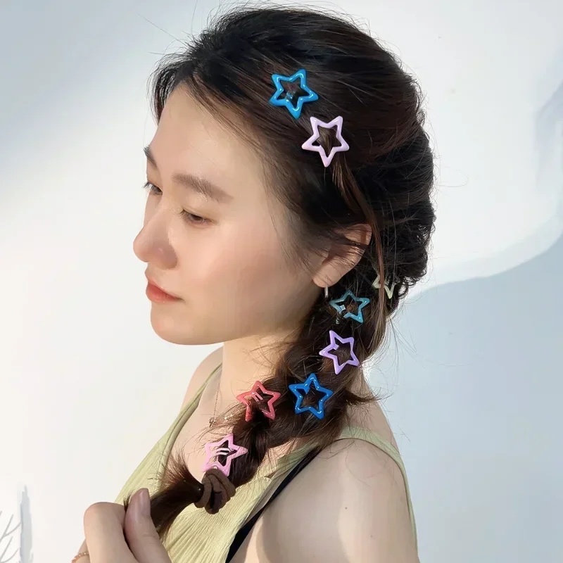 กิ๊บติดผม รูปดาวห้าแฉก ดาวน่ารัก หลากสี สไตล์เกาหลี สําหรับเด็กผู้หญิง Y2K 10 ชิ้น