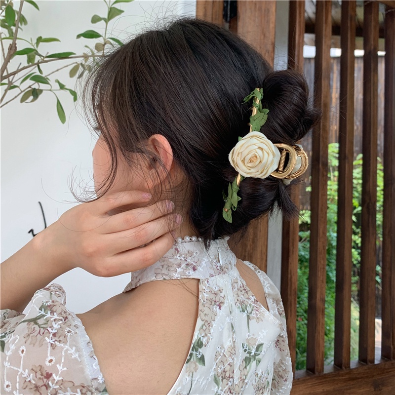กิ๊บติดผม ลายดอกไม้ เถาวัลย์สีเขียว สไตล์ฝรั่งเศส แฟชั่นใหม่ สําหรับผู้หญิง 2022