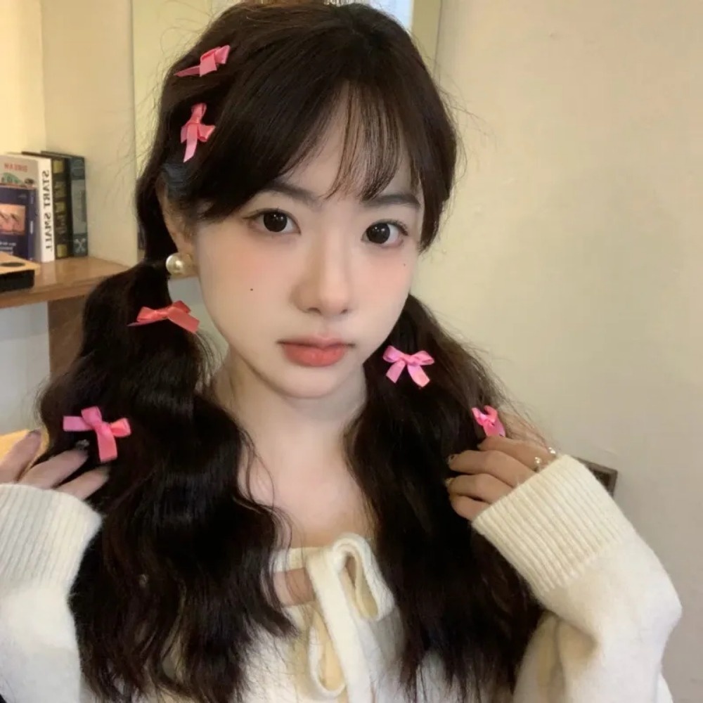 กิ๊บติดผม โบว์ริบบิ้น ขนาดเล็ก สีชมพู สไตล์เกาหลี แฟชั่นยอดนิยม สําหรับผู้หญิง Y2k