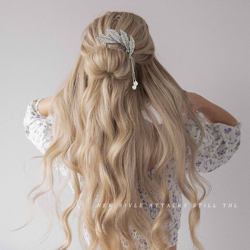 กิ๊บติดผมรูปตัว U ประดับไข่มุก Rhinestone รูปตัวยูสง่างาม