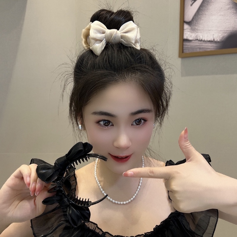 กิ๊บติดผมหางม้า ประดับโบว์ แบบเรียบง่าย แฟชั่นเกาหลี