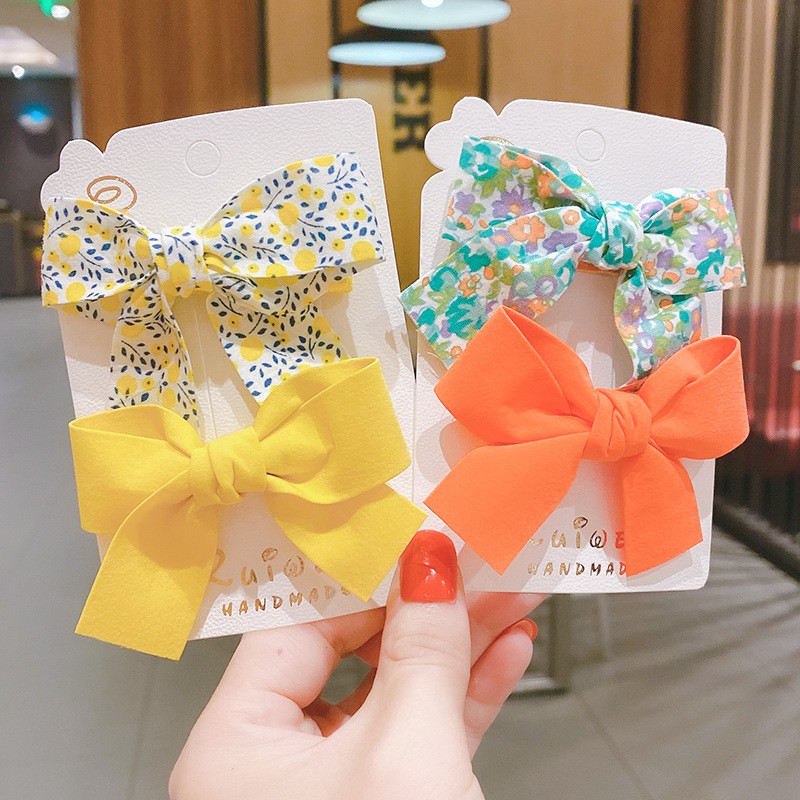 กิ๊บติดผมโบว์ดอกไม้สไตล์เกาหลีสําหรับเด็กผู้หญิง 2 ชิ้น / คู่