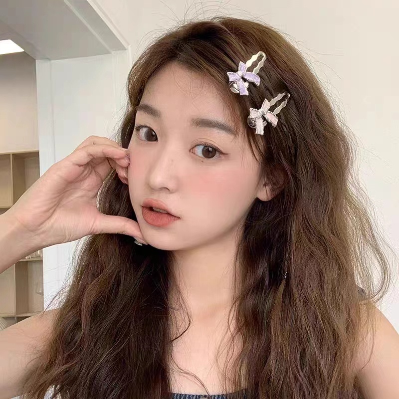 กิ๊บติดผมโลหะ ประดับโบว์ด้านข้าง แฟชั่นสไตล์เกาหลี สําหรับผู้หญิง 2023