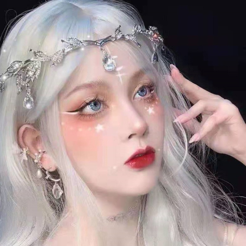 งานแต่งงานเจ้าสาวหน้าผาก Tiara คาดศีรษะคริสตัลใบผมเครื่องประดับมงกุฎนางฟ้า