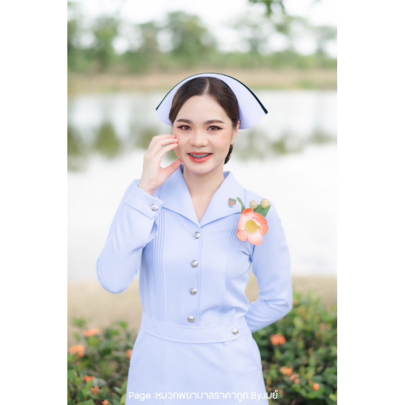 จัดส่งฟรี ไม่มีขั้นต่ำ  หมวกพยาบาล แถบดำ 1cm (แบบพับสำเร็จ)