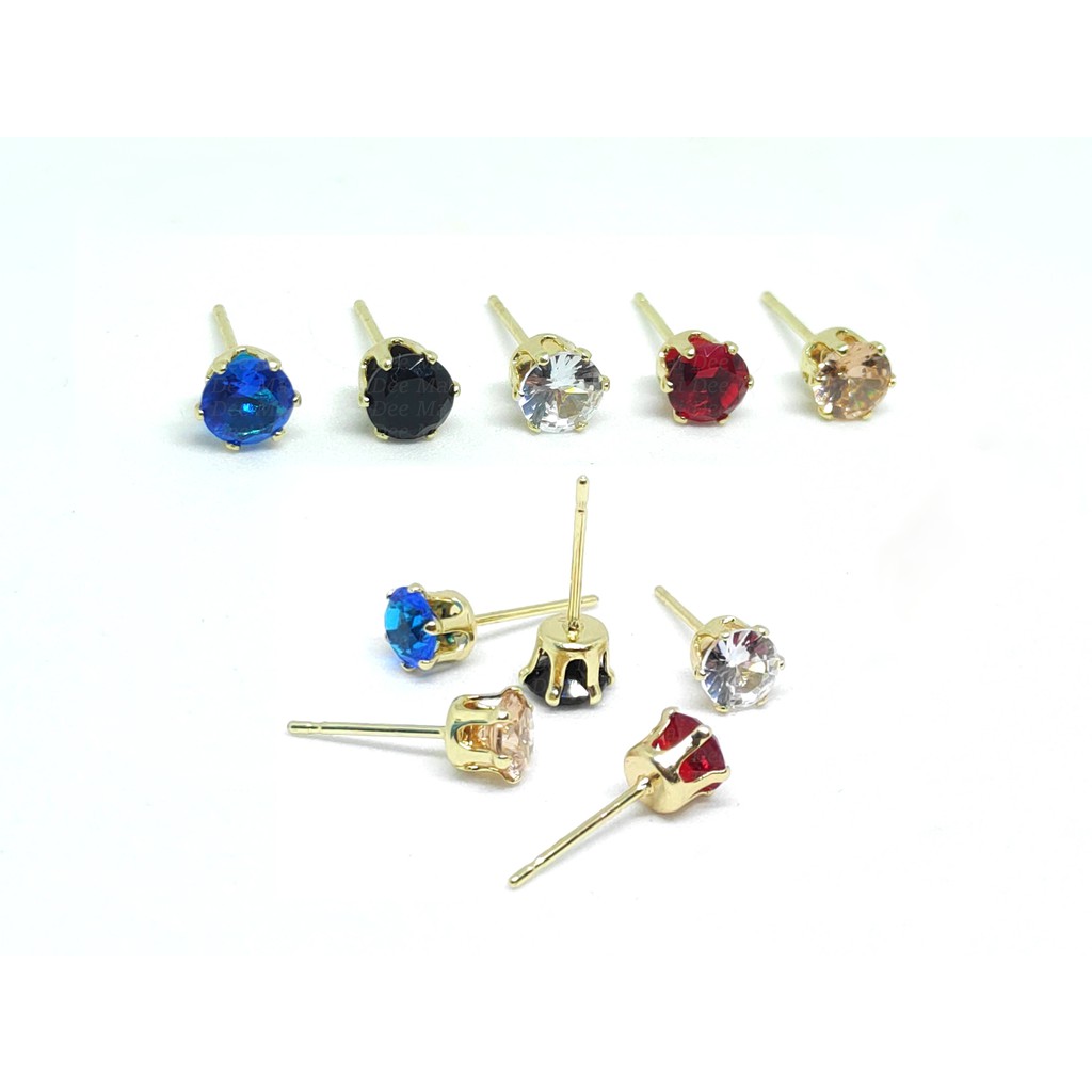 จิวสแตนเลส สำหรับเจาะตรงบริเวณกระดูกอ่อนของหู - 1 ข้าง | CZ.CLB | CZ Stud 5 Colours(Clear Back) Stainless Steel Earring