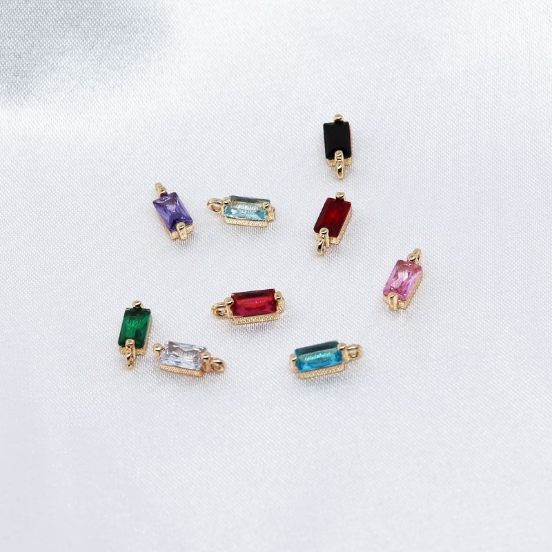 จี้ทองแดง 18K ฝังเพทาย ทรงสี่เหลี่ยม ขนาดเล็ก สําหรับทําเครื่องประดับ สร้อยข้อมือ DIY