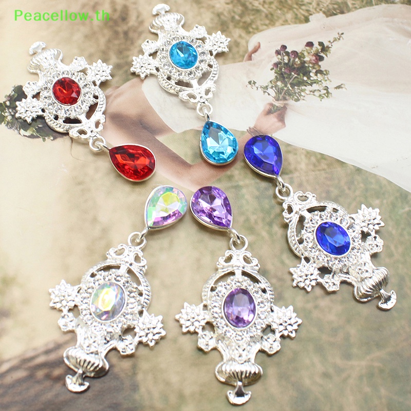 จี้รูปไข่ ประดับเพชร รูปผีเสื้อ สีเหลือง สําหรับตกแต่งขวดไวน์ DIY TH
