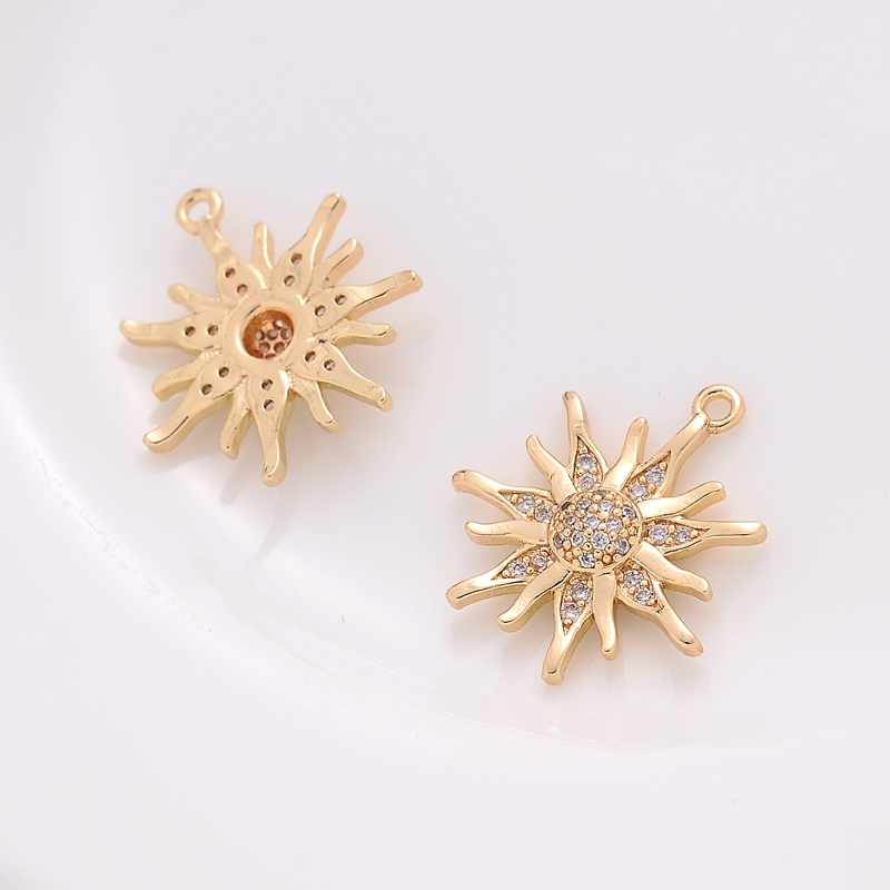 จี้สร้อยคอ สร้อยข้อมือ ชุบทองแดง 14K ประดับเพทาย รูปพระอาทิตย์ พระเจ้า แฮนด์เมด diy