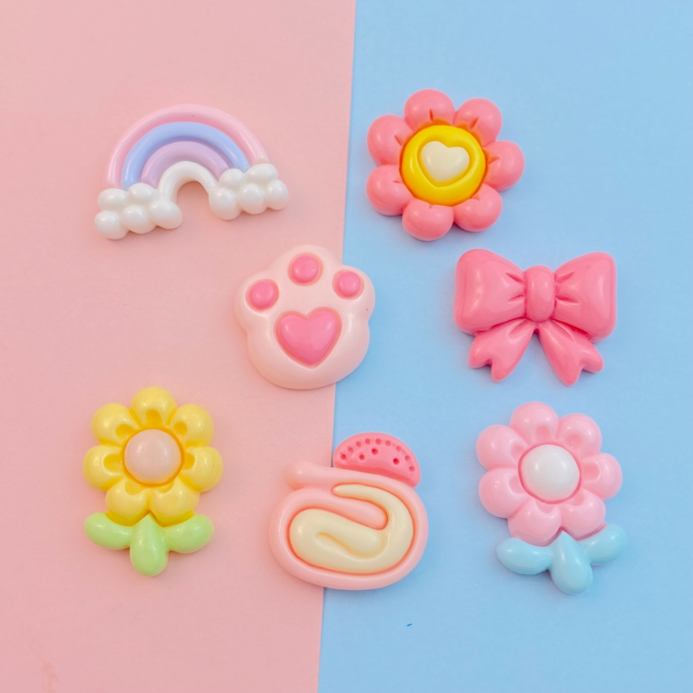จี้เรซิ่น รูปอุ้งเท้าแมว และหมี สีรุ้ง สําหรับตกแต่งเค้ก จํานวน 10 ชิ้น