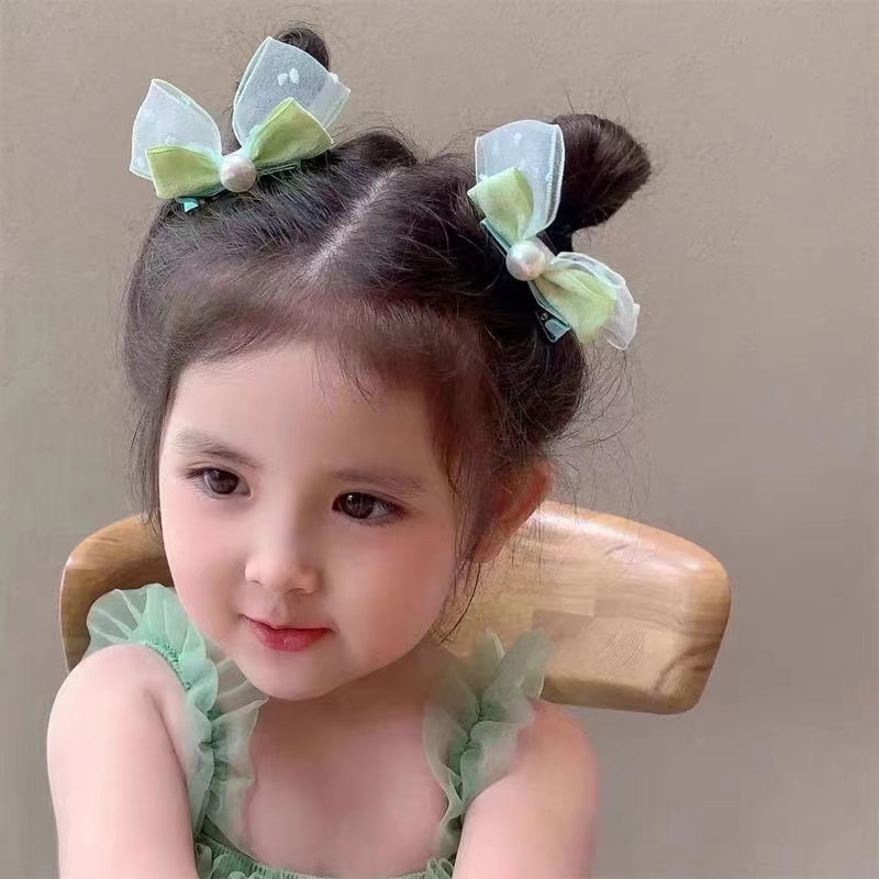 ชุดกิ๊บติดผม ประดับโบว์ และไข่มุก รูปหูกระต่ายน่ารัก สไตล์เกาหลี สําหรับผู้หญิง