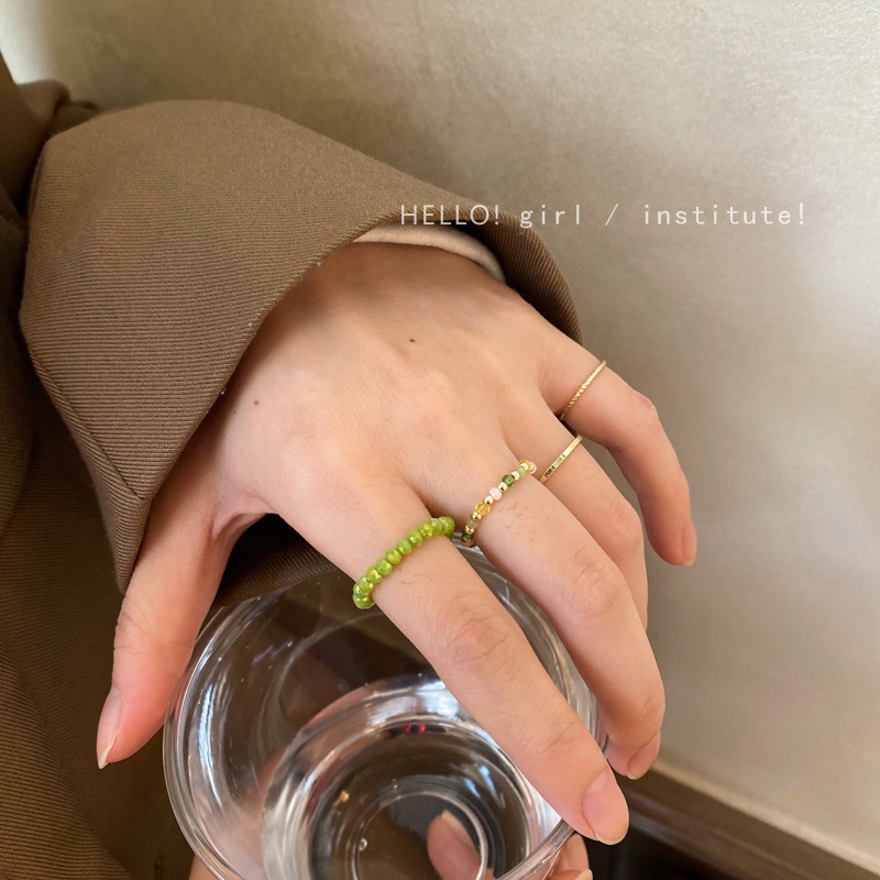 ชุดแหวนลูกปัด สีทอง หรูหรา เครื่องประดับ สําหรับผู้หญิง 4 ชิ้น ต่อชุด