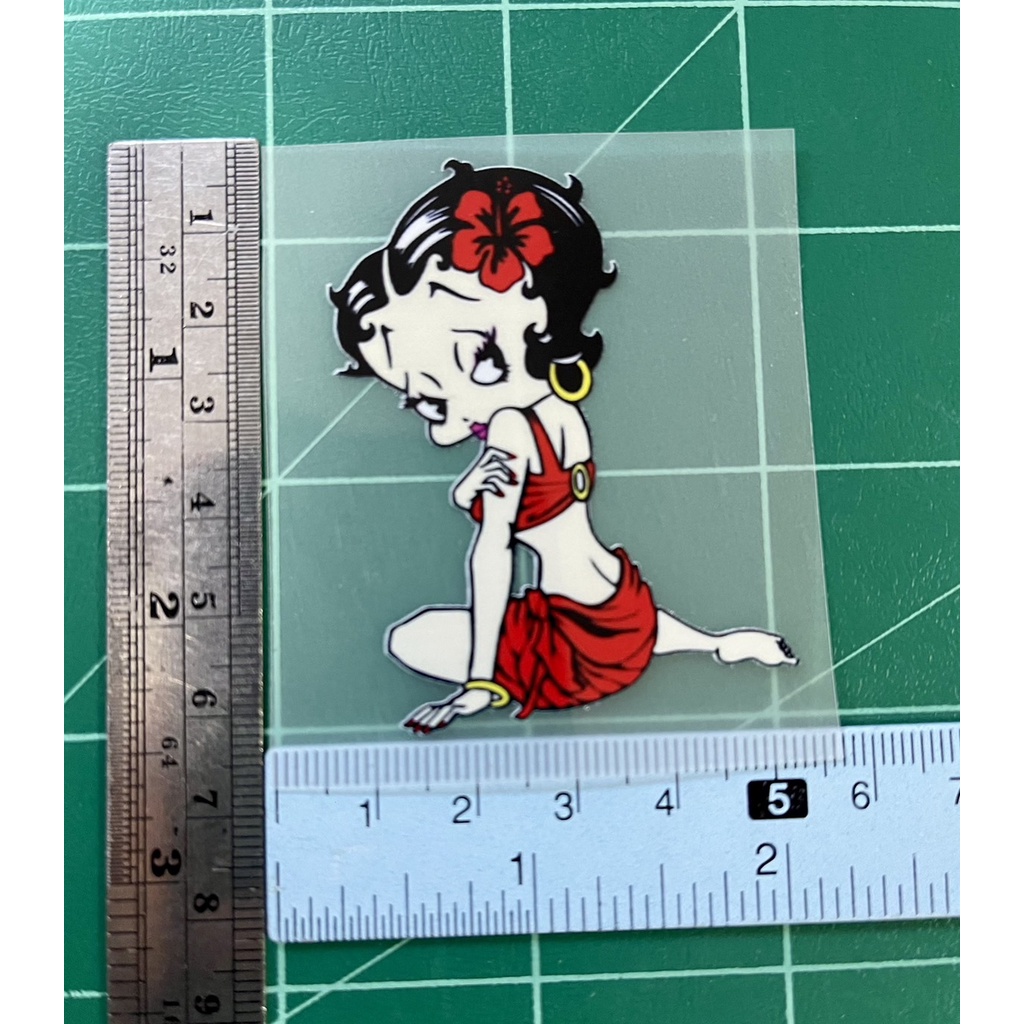 ตัวรีดการ์ตูน Betty Boop ผู้หญิงผมดำเช็กชี่  สติกเกอร์รีดติดเสื้อ