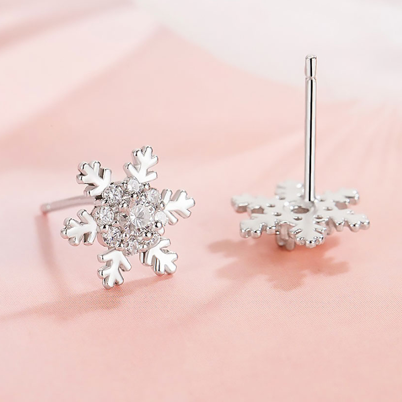 ต่างหู s925 earrings รุ่น เกล็ดหิมะ Snowflake ผู้หญิง ต่างหูแฟชั่น ของขวัญ เครื่องประดับ minimal
