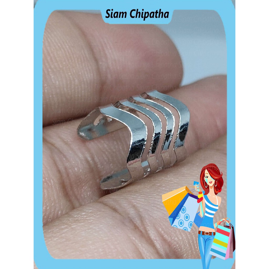 ต่างหู ไม่ต้องเจาะหู ตุ้มหู จิว | CLP . 4W | Punk Rock Ear Clip Cuff Wrap Earrings No piercing | Flat Wave 4 layer - 1 ข้าง