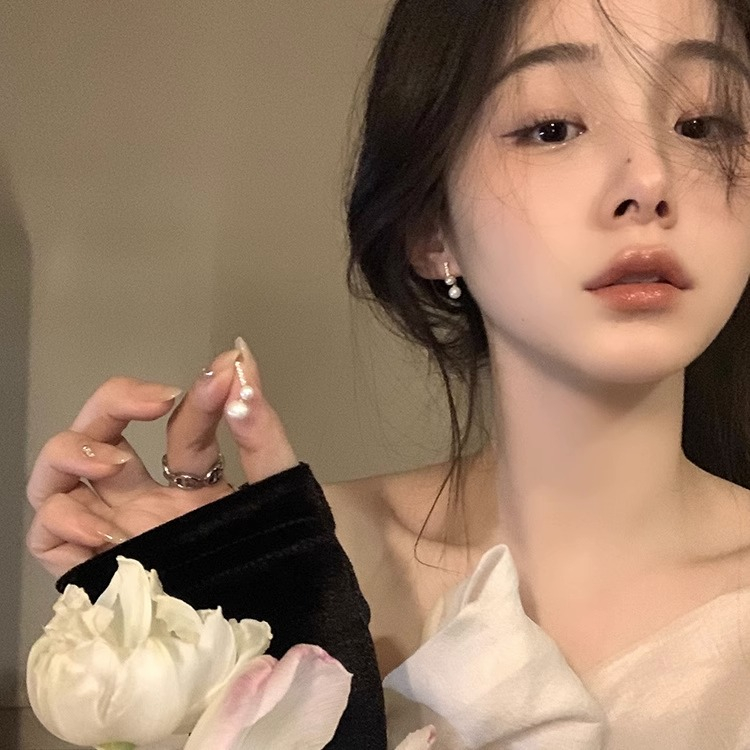 ต่างหูมุก ประดับเพชร สวยหรู แฟชั่นเกาหลีใต้ ของขวัญวันเกิด สําหรับนักเรียนหญิง