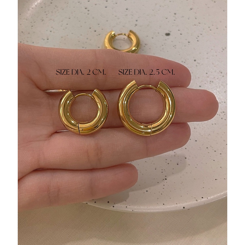 ต่างหูสแตนเลสแท้ แบบติดหู สไตล์มินิมอล Minimal รุ่นห่วงหนาสแตนเลสพรีเมี่ยม Givemethat