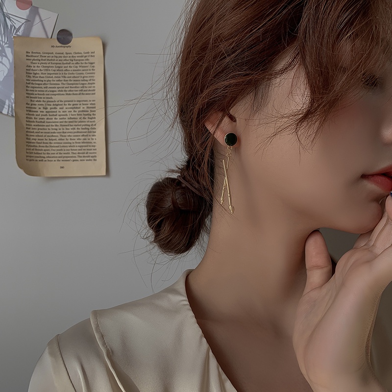 ต่างหูเข็มเงิน 925 รูปกระดานวาดภาพ ไม่สมมาตร สไตล์เกาหลี ย้อนยุค