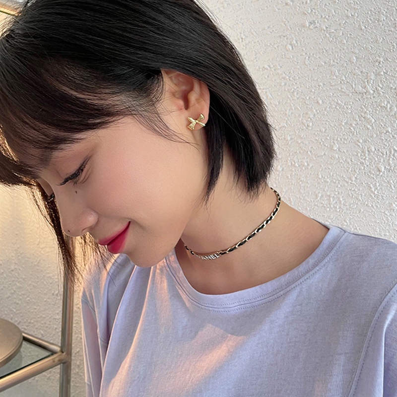 ต่างหูเงิน S925 ขนาดเล็กประดับโบว์น่ารักสไตล์เกาหลี