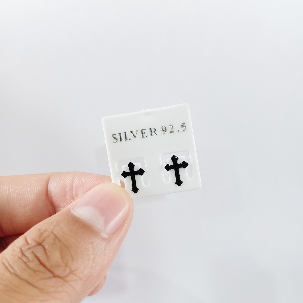 ต่างหูเงินแท้ cross earrings 92.5% เงินแท้ (กางเขน)