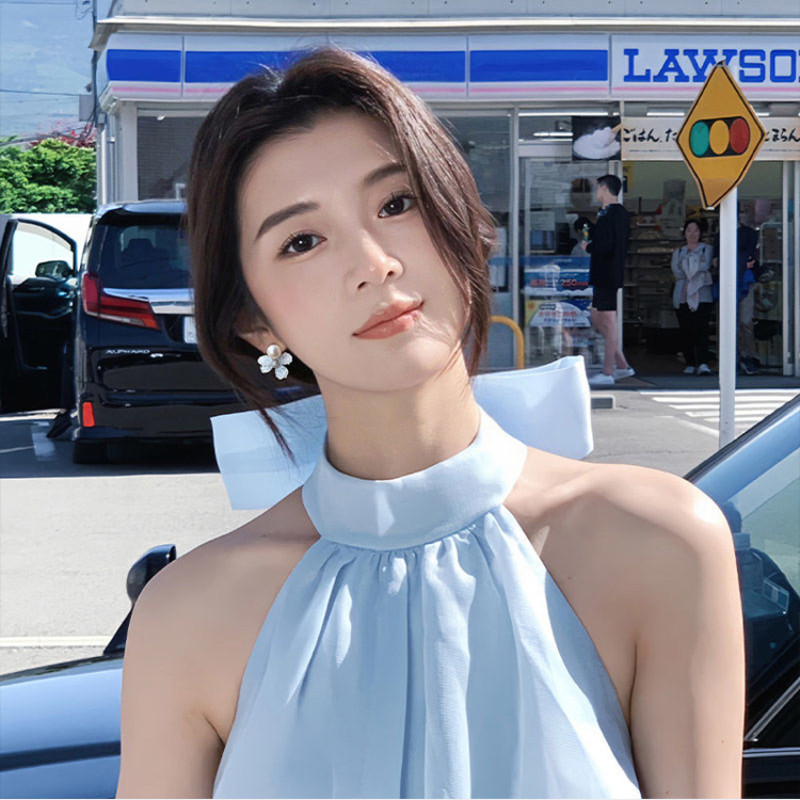 ต่างหูเพชร สีฟ้า สไตล์เกาหลี แฟชั่นฤดูใบไม้ผลิ และฤดูร้อน สําหรับผู้หญิง 2024