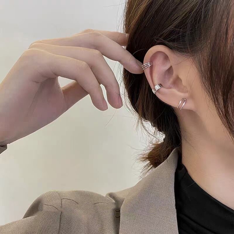 ต่างหูแบบหนีบ ไม่ต้องเจาะหู เรียบง่าย ของขวัญสําหรับผู้หญิง