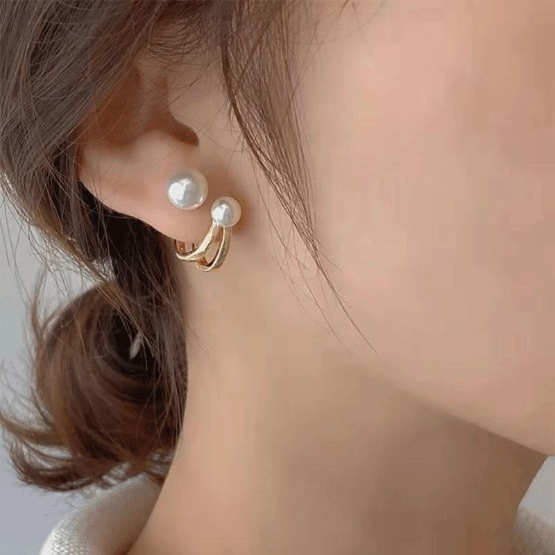 ต่างหูแฟชั่นเกาหลี จี้ไข่มุกเทียม โลหะผสม เครื่องประดับแฟชั่น