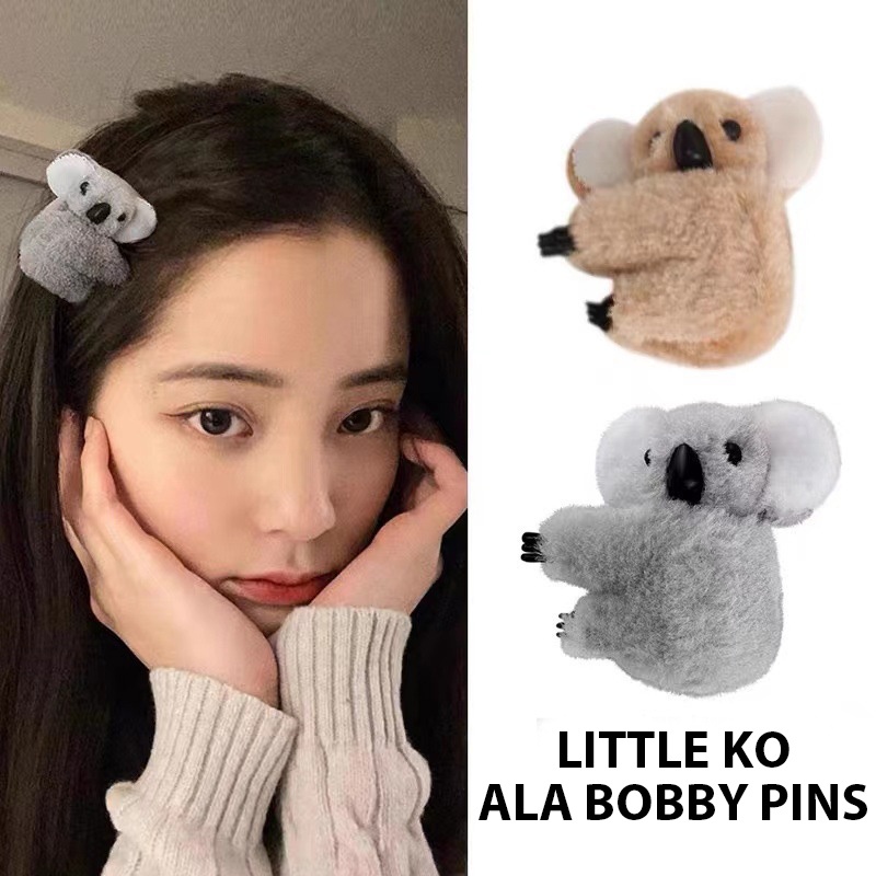 น่ารักโคอาล่ากิ๊บตุ๊กตาเครื่องประดับฤดูใบไม้ร่วงและฤดูหนาวคลิปสามมิติเรียบ-Krismile.th