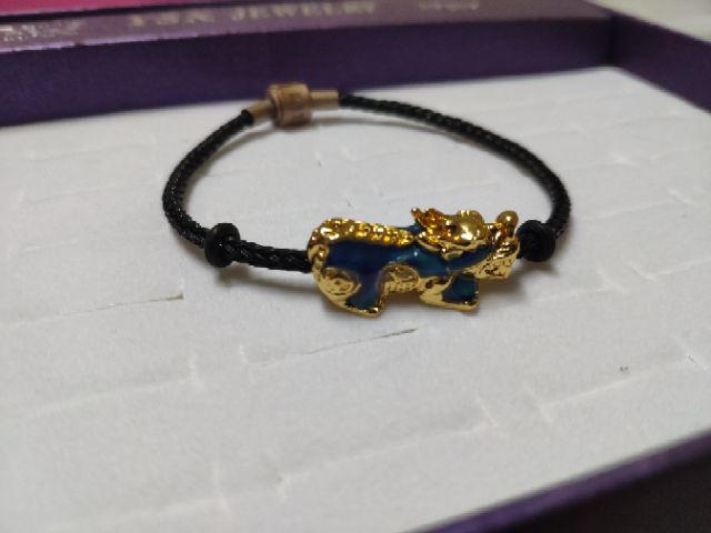 ปี่เซี่ยะ5ธาตุ สายหนังดำถัก ข้อมือปี่เซี่ยะเปลี่ยนสี เปลี่ยนสีไว