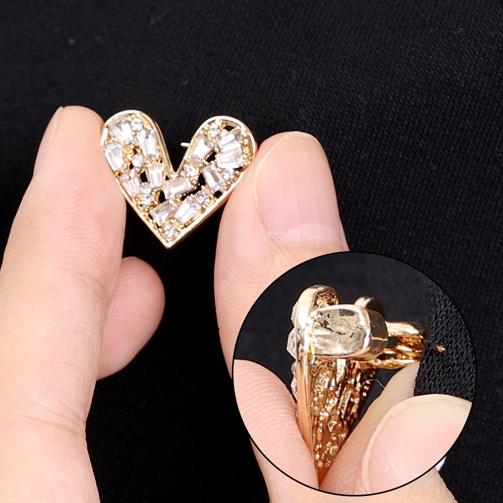 ผู้หญิง Rhinestone โลหะหัวใจเข็มกลัด