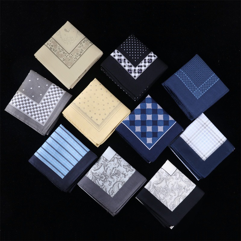 ผ้าเช็ดหน้าผู้ชาย ผ้าเช็ดหน้าทอลาย เนื้อนุ่ม ซับน้ำดี ขนาด 43x43cm ผ้าcotton100%