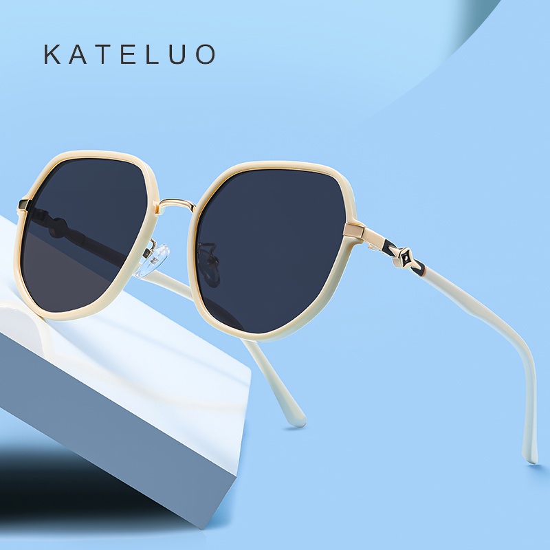 [พร้อมกล่อง] Kateluo A0706 แว่นตากันแดด เลนส์โพลาไรซ์ กรอบขนาดใหญ่ น้ําหนักเบา สําหรับผู้หญิง