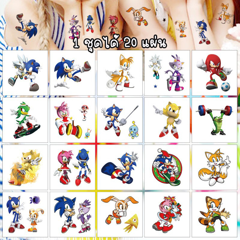 [พร้อมส่ง] TATTOO STICKER  ลายการ์ตูน 1 ชุดได้ 20 แผ่น ขนาด 5*5CM สีคมชัดสวยๆ รุ่นนี้ไม่กันน้ำน้าติดได้ 1-3 วัน