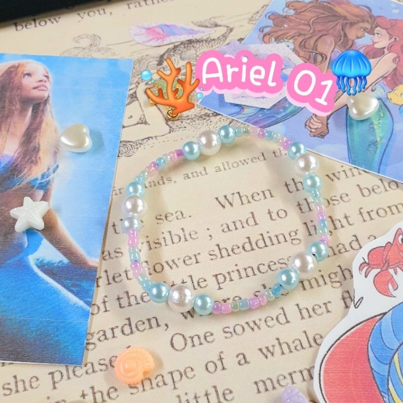 พร้อมส่ง กำไลลูกปัดThe Little Mermaid น่ารักทุกเเบบ สีสันเเห่งท้องทะเล