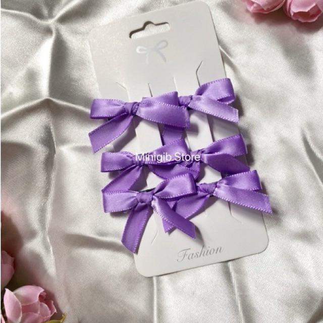 พร้อมส่ง  กิ๊บโบว์จิ๋ว สีม่วง