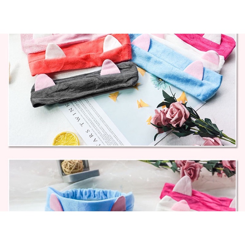 พร้อมส่ง ผ้าคาดผมหูแมว สไตล์เกาหลี ที่คาดผม