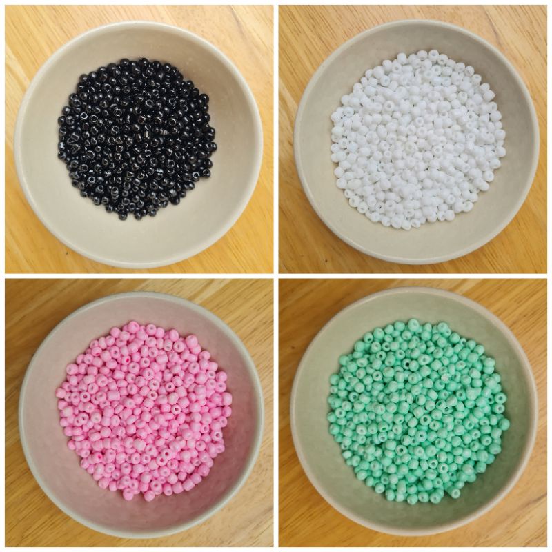 พร้อมส่ง  ลูกปัดเม็ดทรายสีด้าน 4mm น้ำหนัก 50 กรัม
