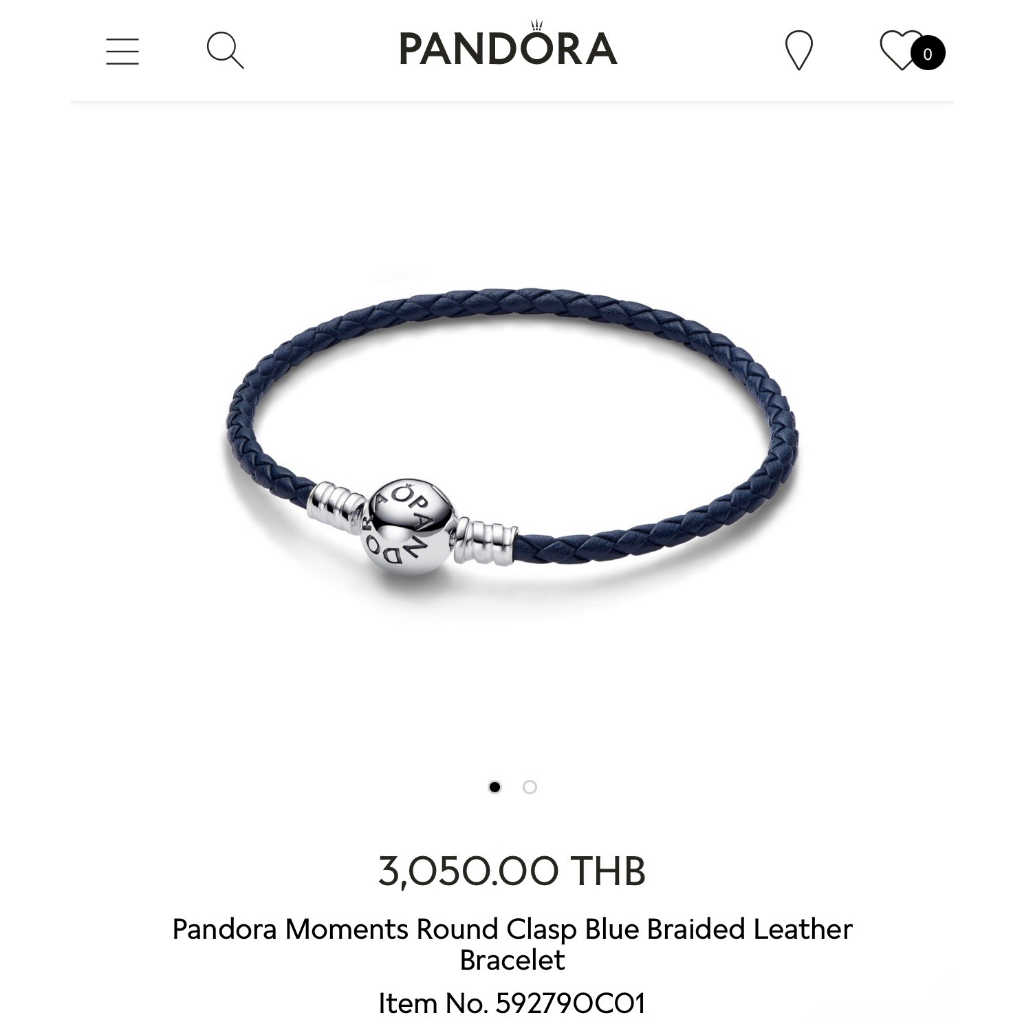 [พร้อมส่ง สินค้าแท้  ] New collection Pandora Moments Round Clasp Blue Braided Leather Bracelet