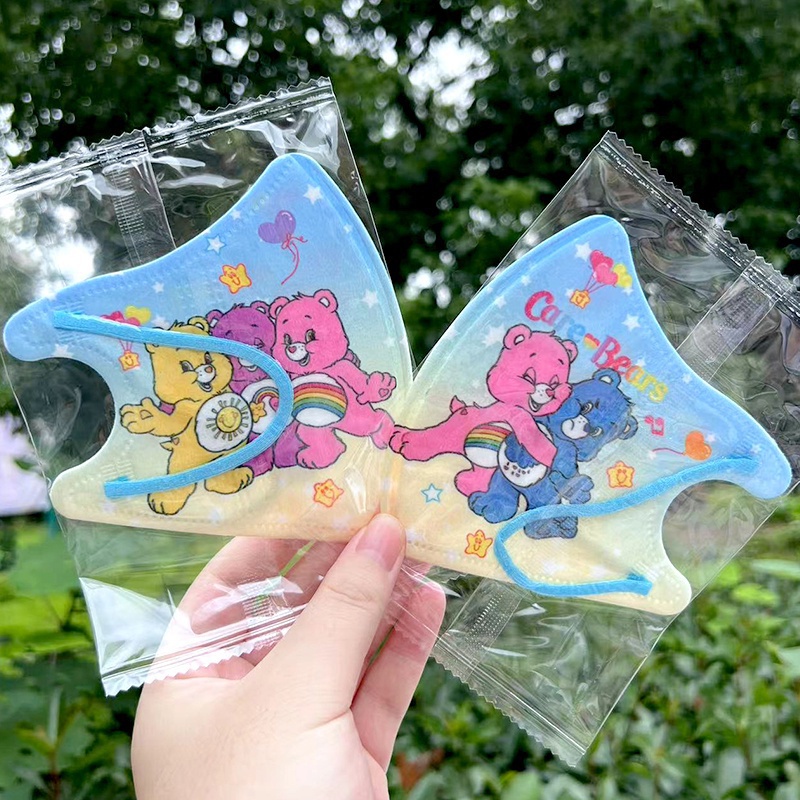 [พร้อมส่ง] หน้ากากอนามัย ลายการ์ตูนหมีสายรุ้ง 3D 3 ชั้น แบบใช้แล้วทิ้ง สําหรับเด็ก